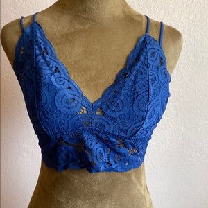 PINK Blue Lace Cropped Bralette